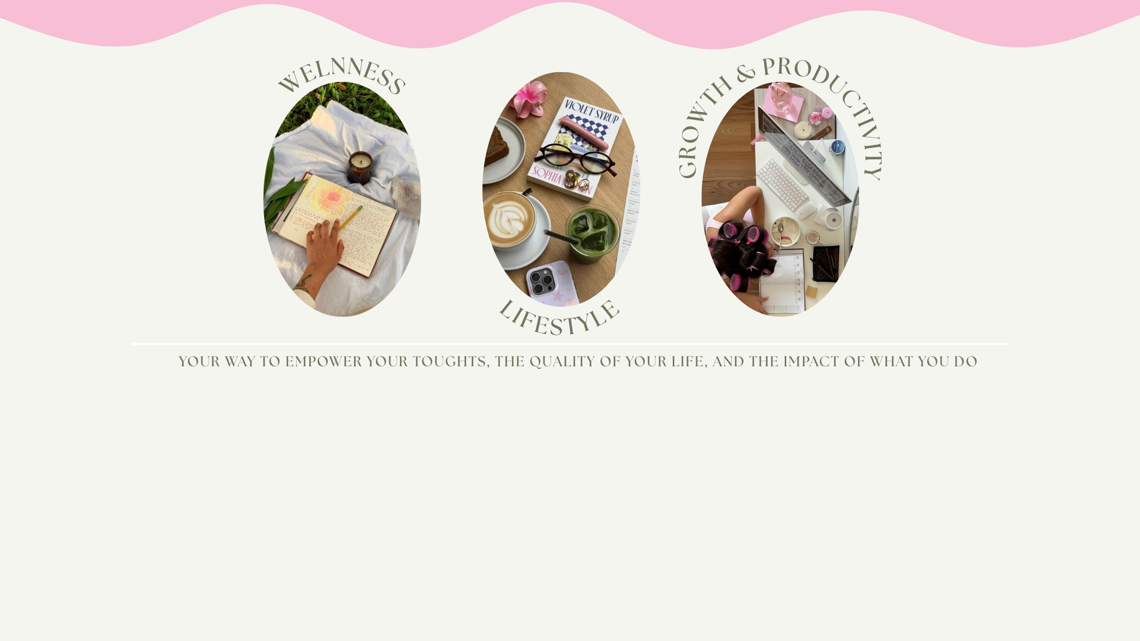 Soulfully Glowing blog banner showing three lifestyle pillars: wellness, lifestyle, and growth & productivity